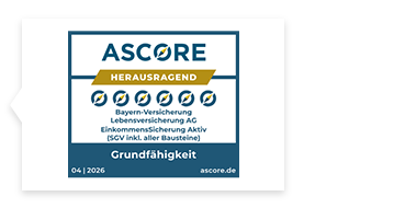 Siegel: EinkommensSicherung Aktiv. Das Analysehaus Ascore verlieh  erneut die Höchstnote 6 Kompasse 