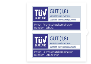 Siegel TÜV SAARLAND - Tarif ÖRAG Rundum-Schutz und Rundum-Schutz PLUS: Note 1,8 (GUT)